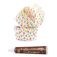 Stylo chocolat + Caissettes pour cupcakes Etoiles