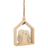 Suspension bois maison 15 x 12 cm - Chouettes