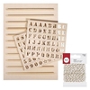 Tableau 96 lettres bois 30 x 42 cm + Ficelle dor