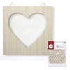 Tableau en bois grillage cur 20 x 20 cm + Ficelle dor