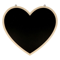 Tableau noir coeur avec bordure bois 30 x 27 x 0, 5 cm