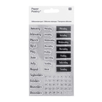 Tampon en silicone calendrier en italique: jours / mois / chiffres 9, 5 X 15 cm