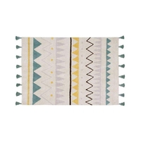 Tapis coton motif indien - beige bleu - 120x160