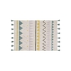 Tapis coton motif indien - beige bleu - 140 x 200