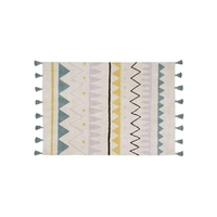 Tapis coton motif indien - beige bleu - 140 x 200