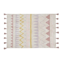 Tapis coton motif indien - beige rose - 120x160