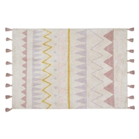 Tapis coton motif indien - beige rose - 140 x 200