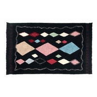 Tapis coton motif Meknes - noir - 140 x 200