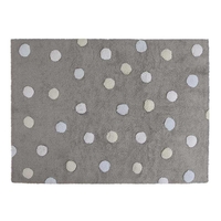 Tapis coton motif pois 3 couleurs - Gris-Bleu - 120 x 160