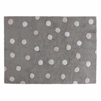 Tapis coton motif pois 3 couleurs - Gris-Rose -120 x 160
