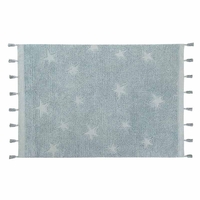 Tapis coton motif star - bleu - 120 x 175