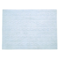 Tapis coton motif tresse - bleu - 120 x 160