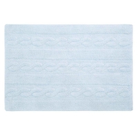 Tapis coton motif tresse - bleu -120 x 80