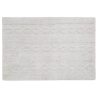 Tapis coton motif tresse - gris - 120 x 80