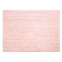 Tapis coton motif tresse - rose - 120 x 160