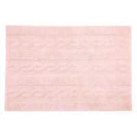 Tapis coton motif tresse - rose - 120 x 80