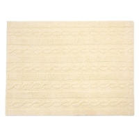 Tapis coton motif tresse - vanille - 120 x 160