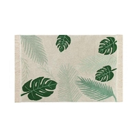 Tapis coton motif tropique feuilles - vert - 140 x 200