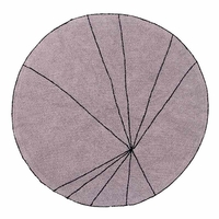 Tapis coton rond lignes graphiques - vieux rose - 160