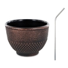 Tasse en fonte noire et bronze 0, 15 L + 4 pailles en inox