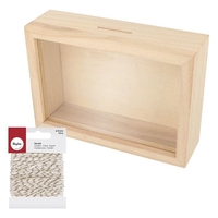 Tirelire cadre en bois 12 x 17 cm + Ficelle dor