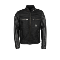 Helstons Winston Canvas Cotton Leather Black Black Jacket L