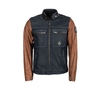 Helstons Winston Canvas Cotton Leather Blue Brown Jacket XL