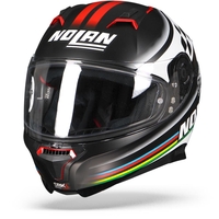 Nolan N87 SBK N-Com 060 Mat Noir Blanc Rouge XL