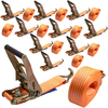 10x 8m 5000kg 50mm Heavy Duty Ratchet Strap Tie Down Trailer Either End J HooK