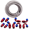 AN10 AN -10 10AN 6 Meters PTFE E85 Ethanol Oil Line Fuel Hose End Fittings Kit