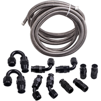 AN6 Nylon Acier Inoxydable Tressé Huile Carburant Ligne + Raccord Tuyau 6 m / 20ft Kit Nouveau