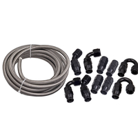 AN8 8AN 6M 20 FT Tuyau de carburant en acier inoxydable + Kit d