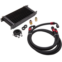 Refroidisseur dhuile moteur universel 10 rangées AN10 + 2 x conduites dhuile + kit dadaptateur de filtre