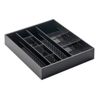 Extendable Cutlery Tray with Angled Compartments Black