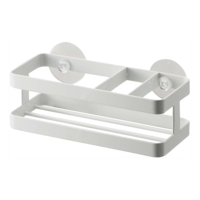 Porte-éponge et bouteille avec ventouse blanc
