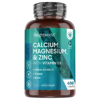 Calcium Magnésium et Zinc + Vitamine D3 - Pour les os,  les muscles et l’immunité - 400 comprimés - 1 an