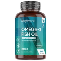 Huile de Poisson Omega 3 – 660 mg d’EPA et 440 mg de DHA - Soutien naturel à la santé cardiaque,  cérébrale et immunitaire – 240 capsules molles