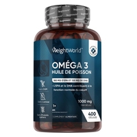 Omega 3 1000mg - 180mg DHA et 120mg DHA 400 capsules molles pour un an de consommation