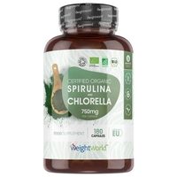 Spiruline et Chlorelle Bio Source de vitamines et protéines végétales 180 Gélules