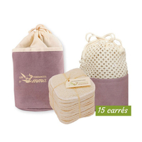 Kit Eco Belle Trousse Bambou écru - 15 carrés démaquillants lavables