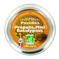 Pastilles bio à la propolis,  miel et eucalyptus pour la gorge 45g