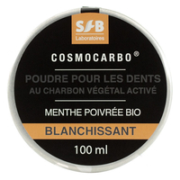 Poudre de Charbon pour blanchiment des dents - Menthe poivrée bio - 100ml