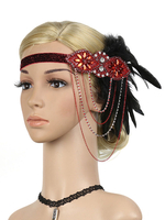 1920s Great Gatsby Costume Accessoires Charleston Robe Vintage Coiffes Femmes Chaînes Plume Bandeau Déguisements Halloween
