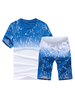 2 pièces bicolore costume masculin ronde régulière Fit Sport haut à encolure manches courtes et Shorts