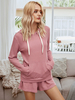 2 pièces Loungewear Femmes Rose manches longues à capuche en coton fibres Home Wear