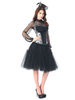3 pièces corset pettiskirt définit avec haut à manches longues classique noir strass lacets costume robe de soirée