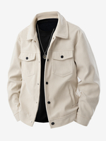 7. Veste en velours côtelé pour homme manches longues poches poitrine à rabat et poches latérales coupe-vent et durable style rétro