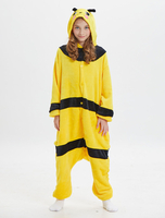 Abeille Kigurumi Carnaval Onesie Pyjamas Enfants Flanelle Jaune À Capuche Manches Longues Combinaisons Unisexe Animal Vêtements de Nuit Déguisements Halloween