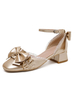Academic Lolita Footwear Blond Bows PU Cuir Talon Chunky Escarpins Lolita