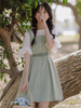 Academic Lolita Outfits Vert Volants Manches Courtes Blouse Jumper Jupe